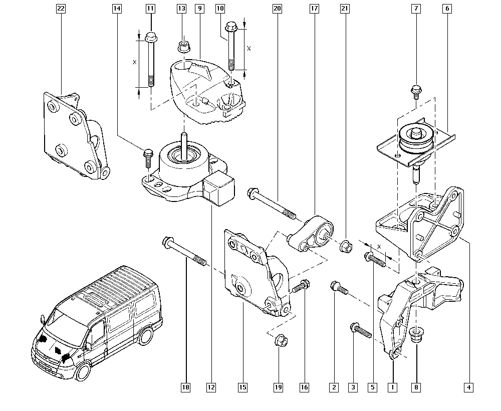 Opel 8200304198 - Piekare, Dzinējs ps1.lv