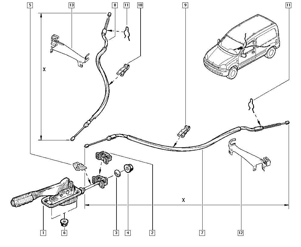 RENAULT 82 00 694 056 - Trose, Stāvbremžu sistēma ps1.lv