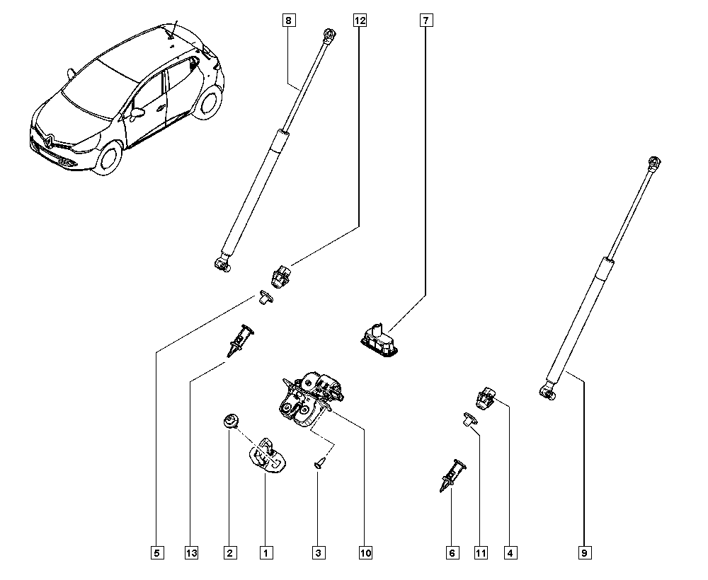 RENAULT 844308661R - Gāzes atspere, Bagāžas / Kravas nodalījuma vāks ps1.lv