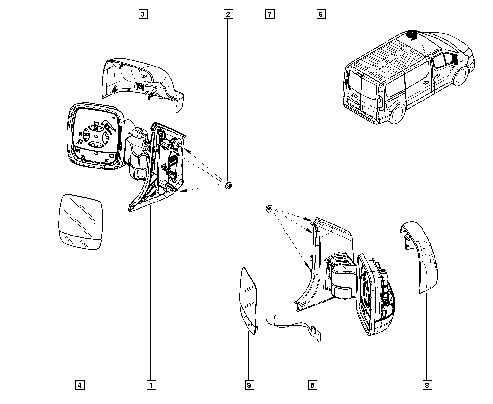 Opel 9630 254 18R - Ārējais atpakaļskata spogulis ps1.lv