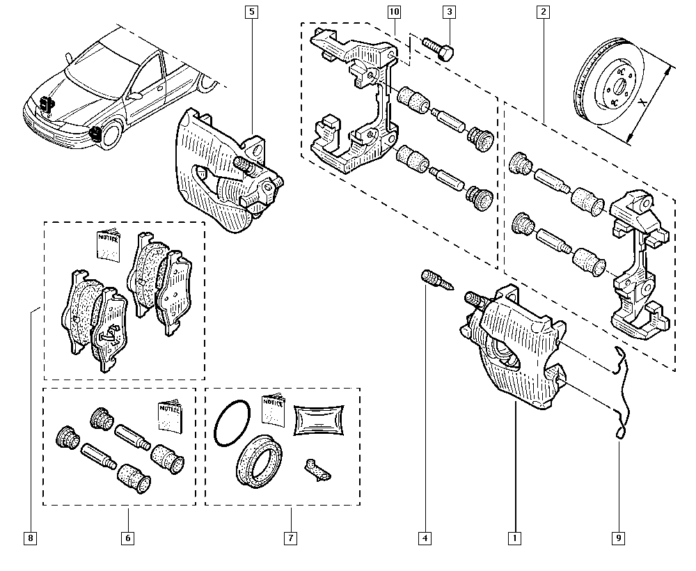 RENAULT 7701208182 - Bremžu uzliku kompl., Disku bremzes ps1.lv