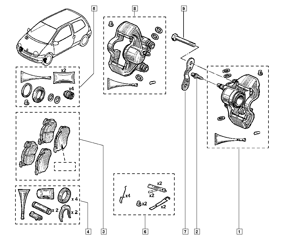 RENAULT 7701205277 - Bremžu uzliku kompl., Disku bremzes ps1.lv