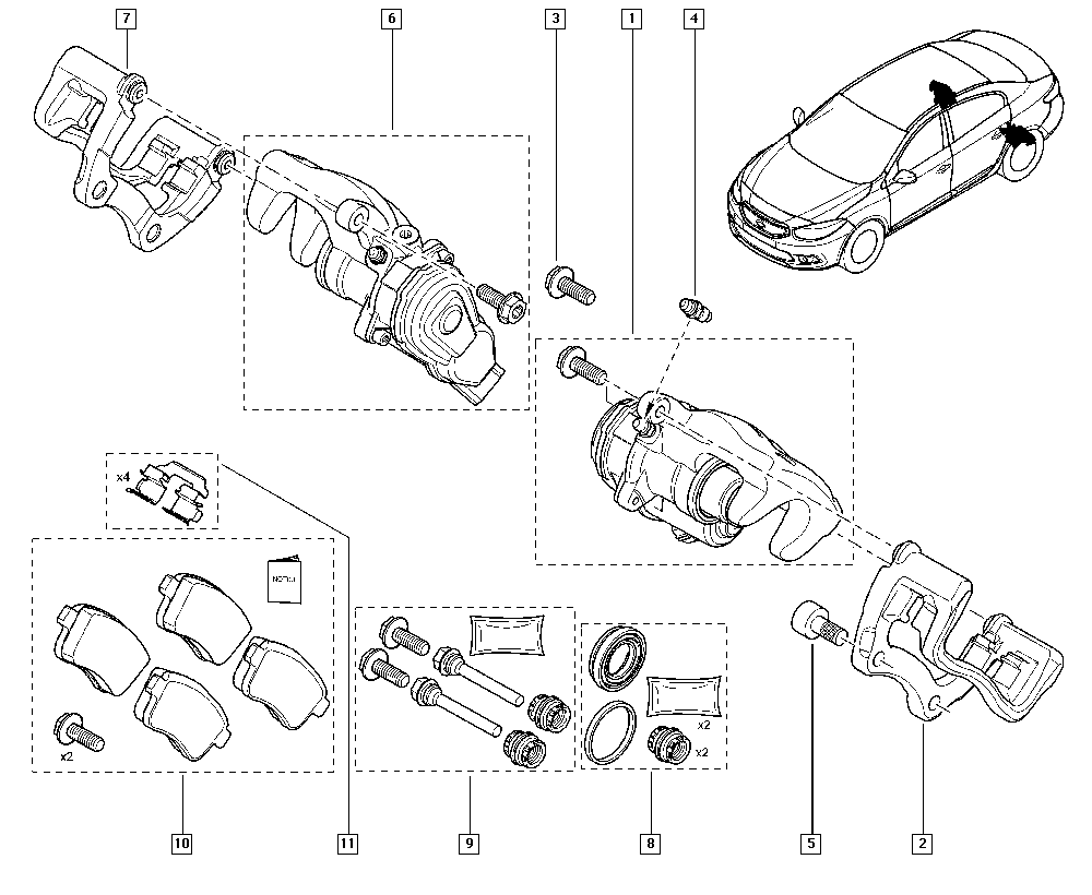 RENAULT 440017348R - Virzītājčaulu komplekts, Bremžu suports ps1.lv