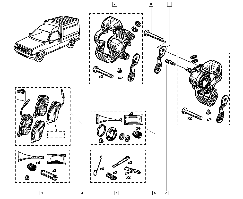 RENAULT 7701204530 - Bremžu uzliku kompl., Disku bremzes ps1.lv