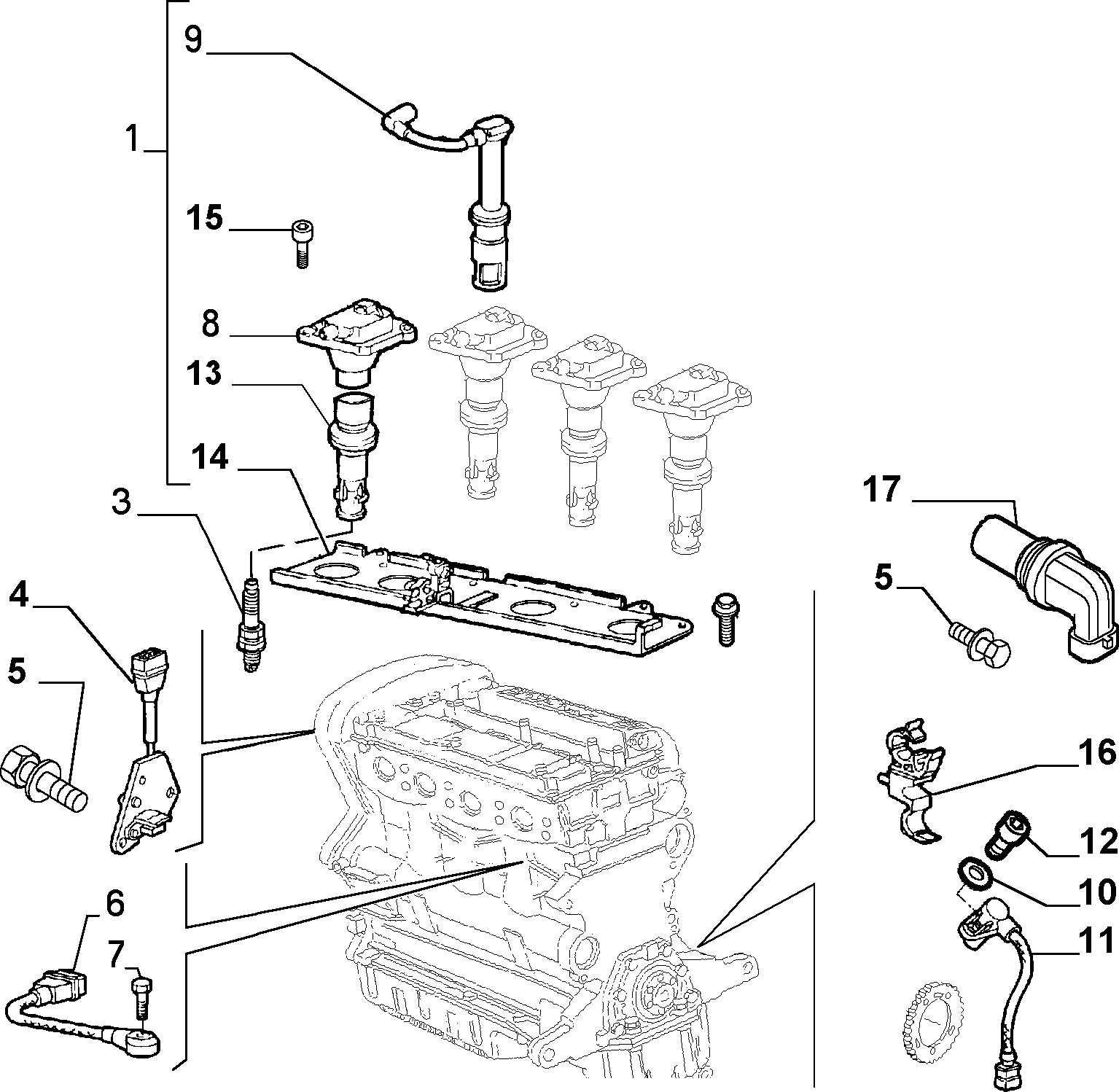 Alfa Romeo 46755606 - Augstsprieguma vadu komplekts ps1.lv