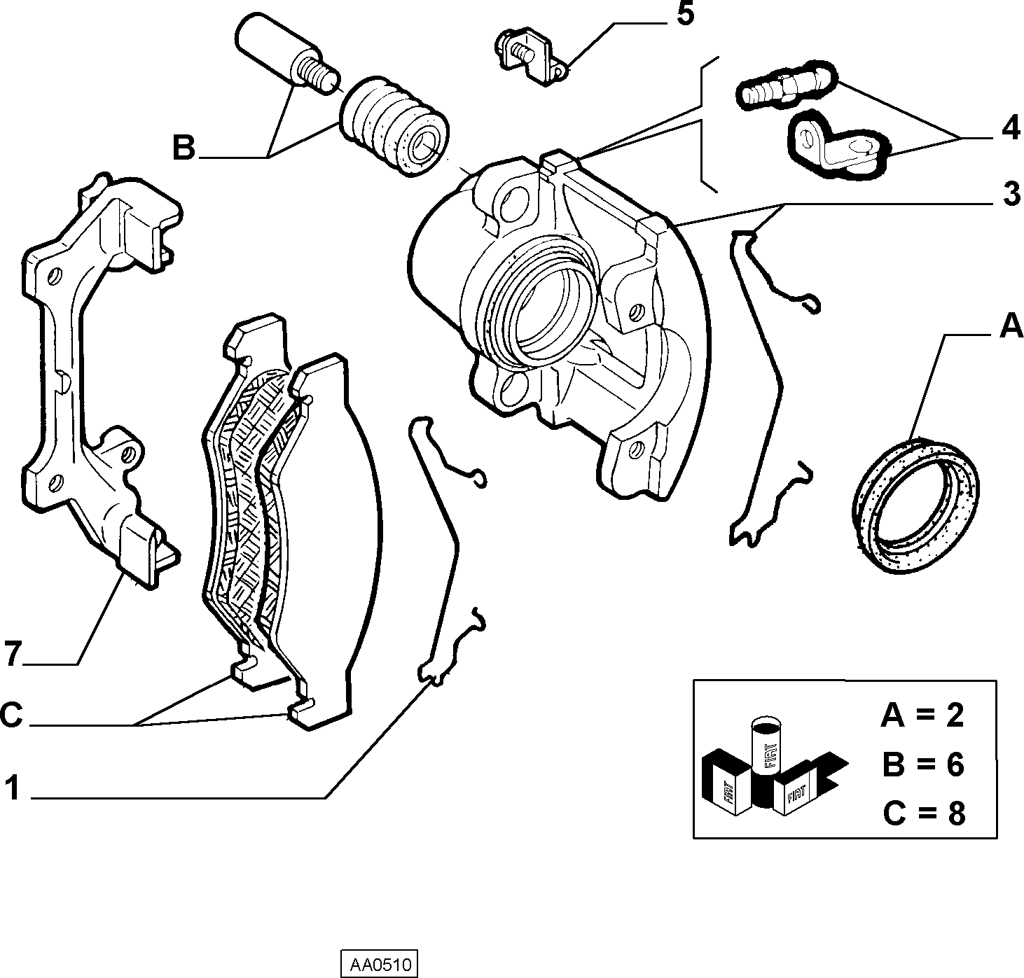 FIAT / LANCIA 9948468 - Remkomplekts, Bremžu suports ps1.lv