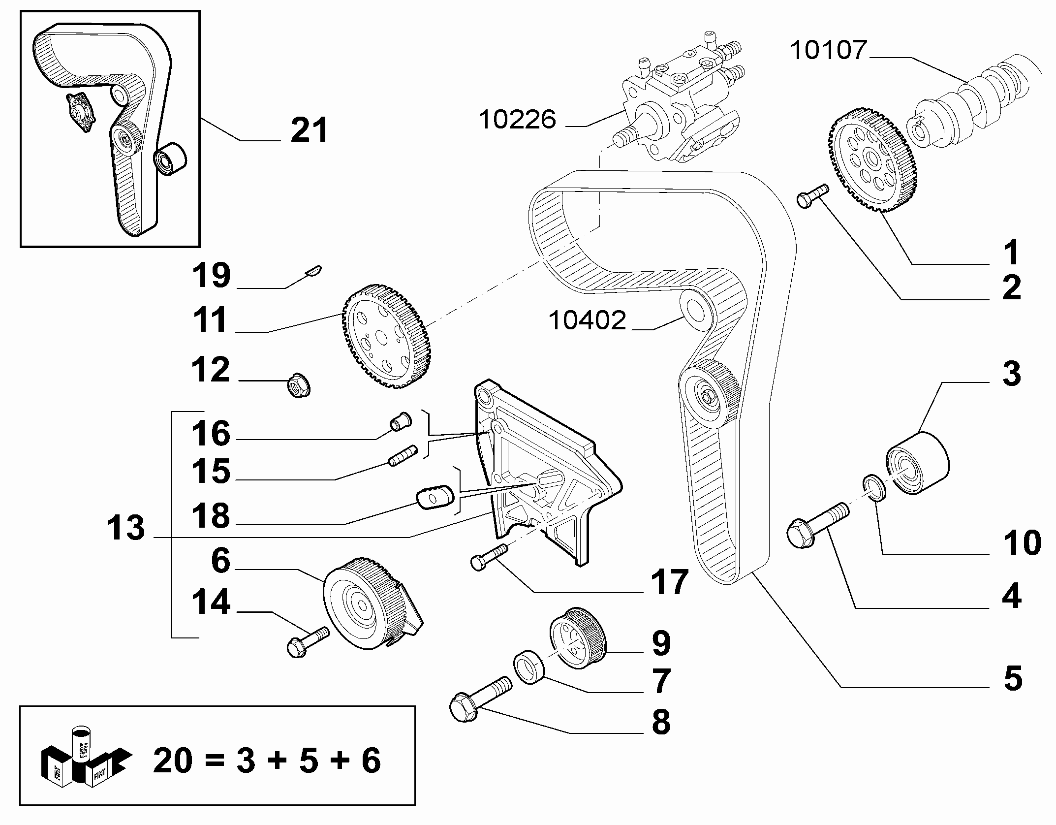 Alfarome/Fiat/Lanci 71747799 - Spriegotājrullītis, Gāzu sadales mehānisma piedziņas siksna ps1.lv