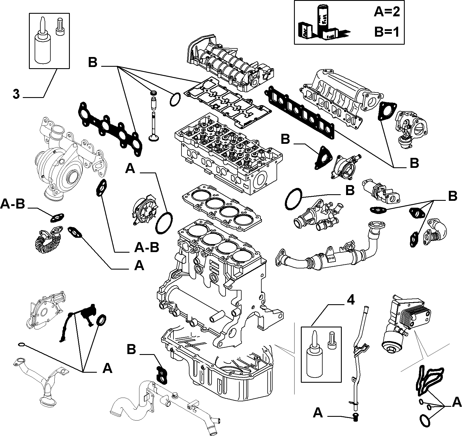 Lancia 71740084 - Blīvju komplekts, Motora bloks ps1.lv