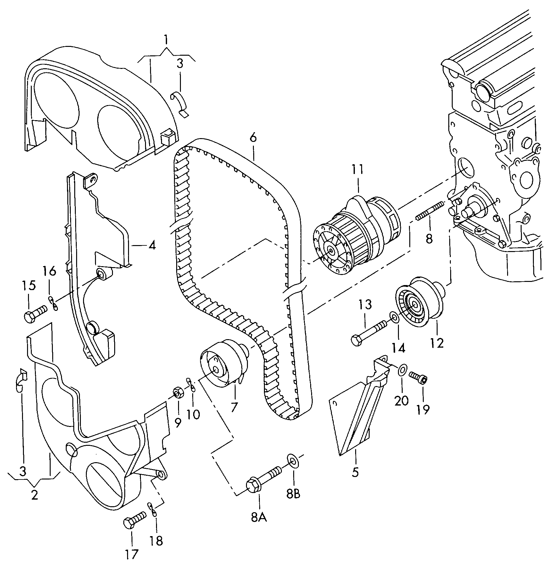 VW 036 109 243 J - Spriegotājrullītis, Gāzu sadales mehānisma piedziņas siksna ps1.lv