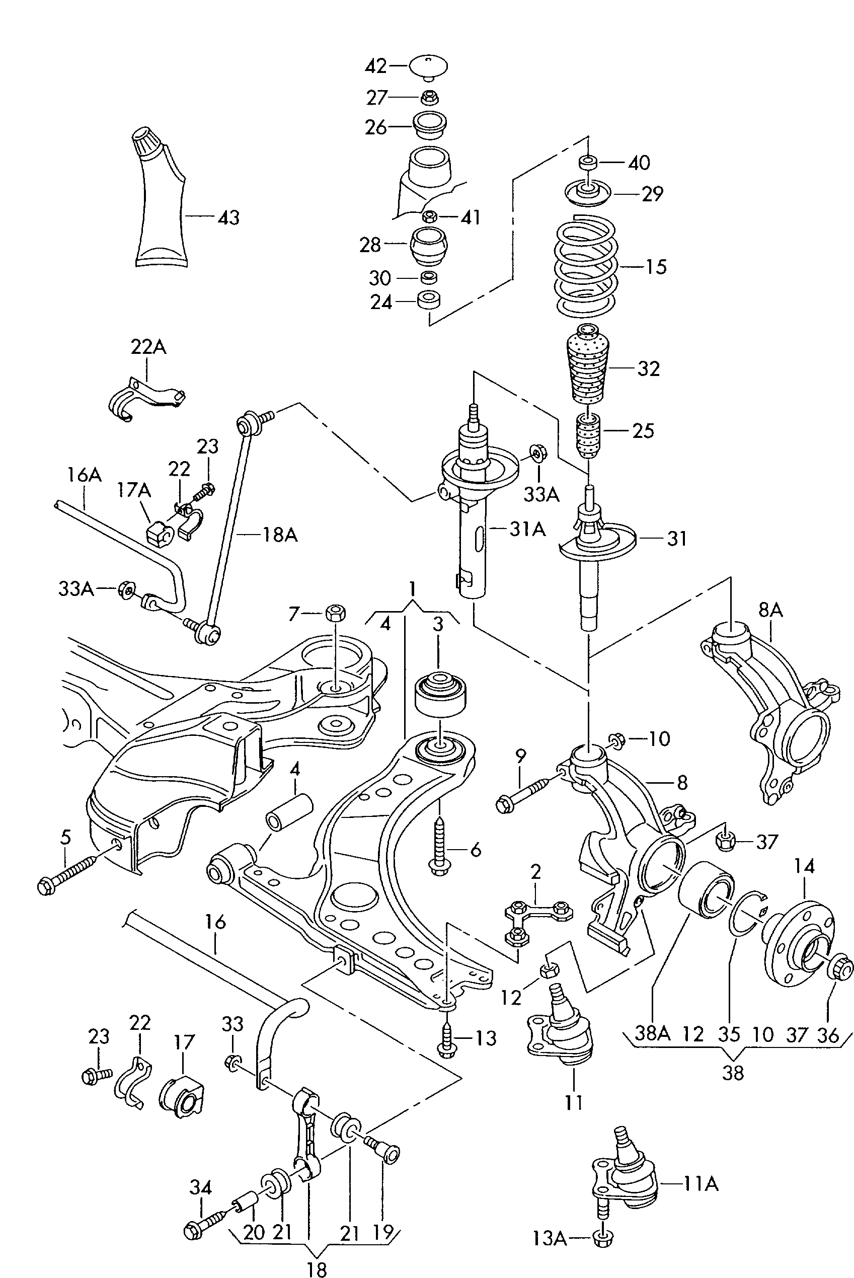 Skoda 1J0 411 314 T - Bukse, Stabilizators ps1.lv