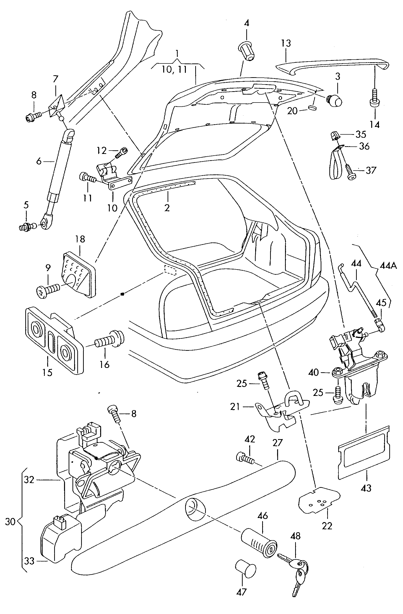 VAG 1U6 827 550F - Gāzes atspere, Bagāžas / Kravas nodalījuma vāks ps1.lv