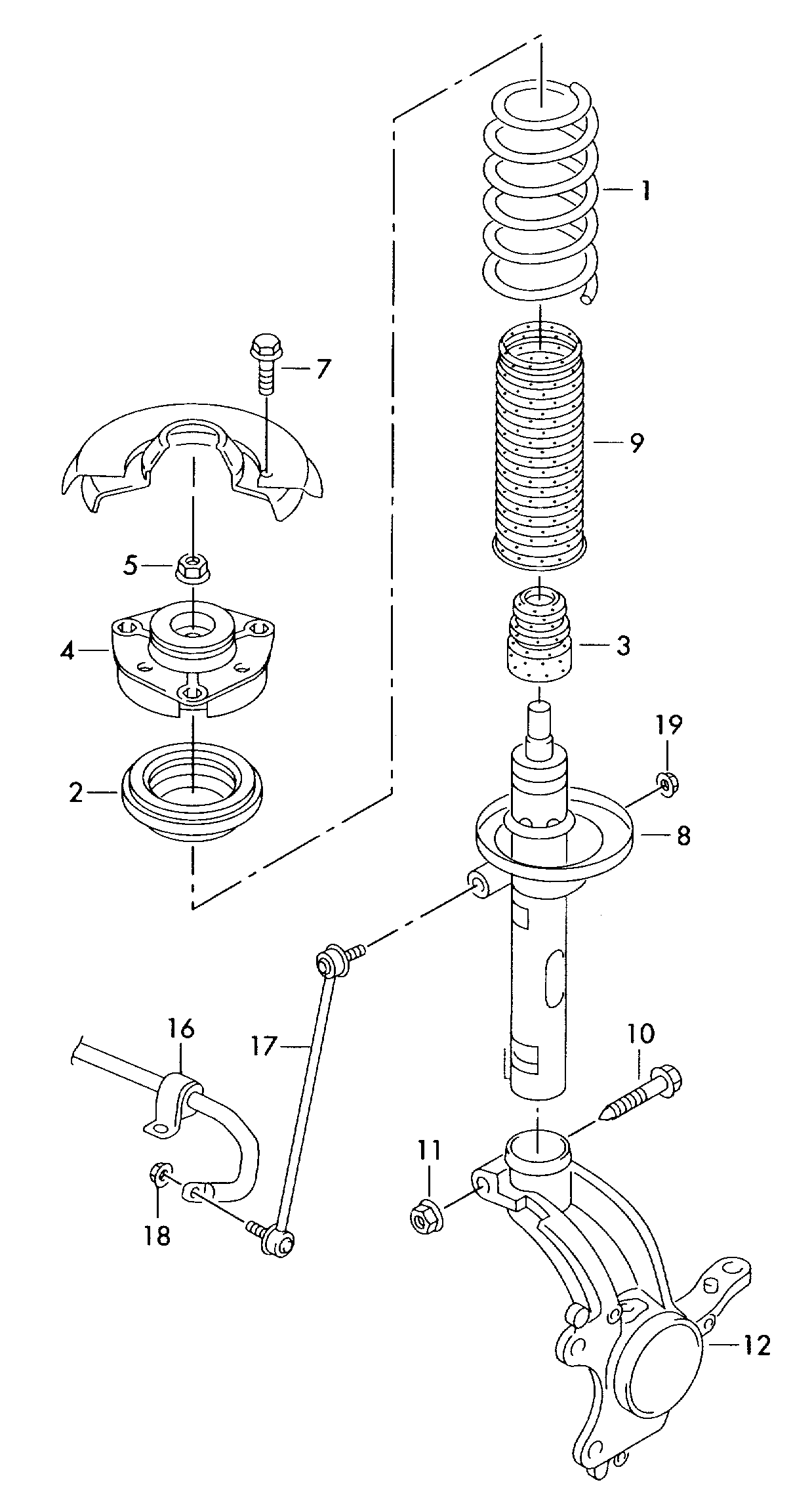 Skoda 6N0 412 249 C - Ritgultnis, Amortizatora statnes balsts ps1.lv