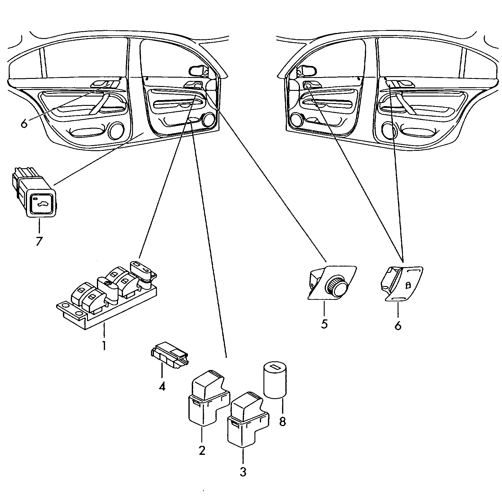 Skoda 1J4 959 857 C - Slēdzis, Stikla pacēlājmehānisms ps1.lv