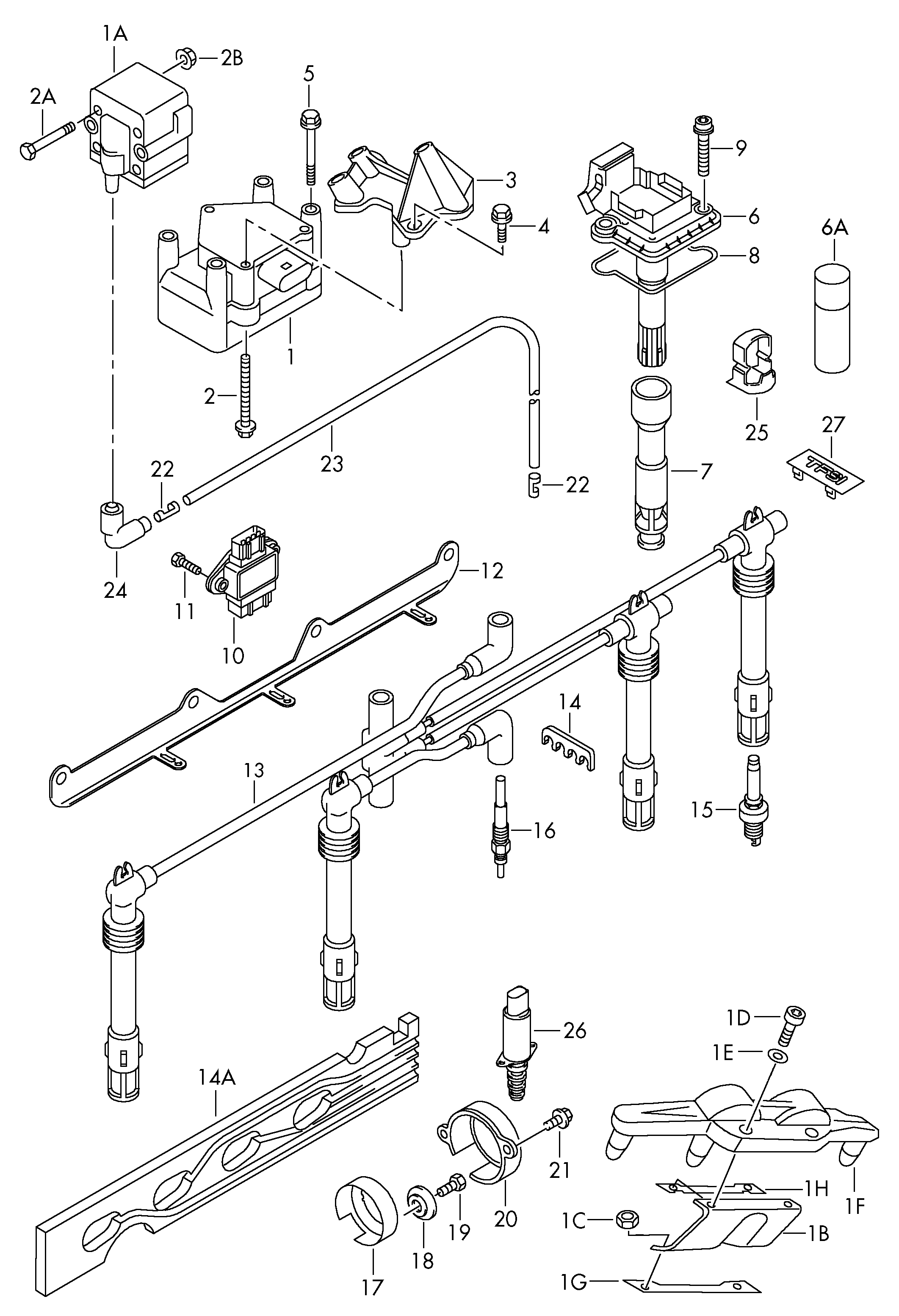 VAG 032 905 430 P - Augstsprieguma vadu komplekts ps1.lv