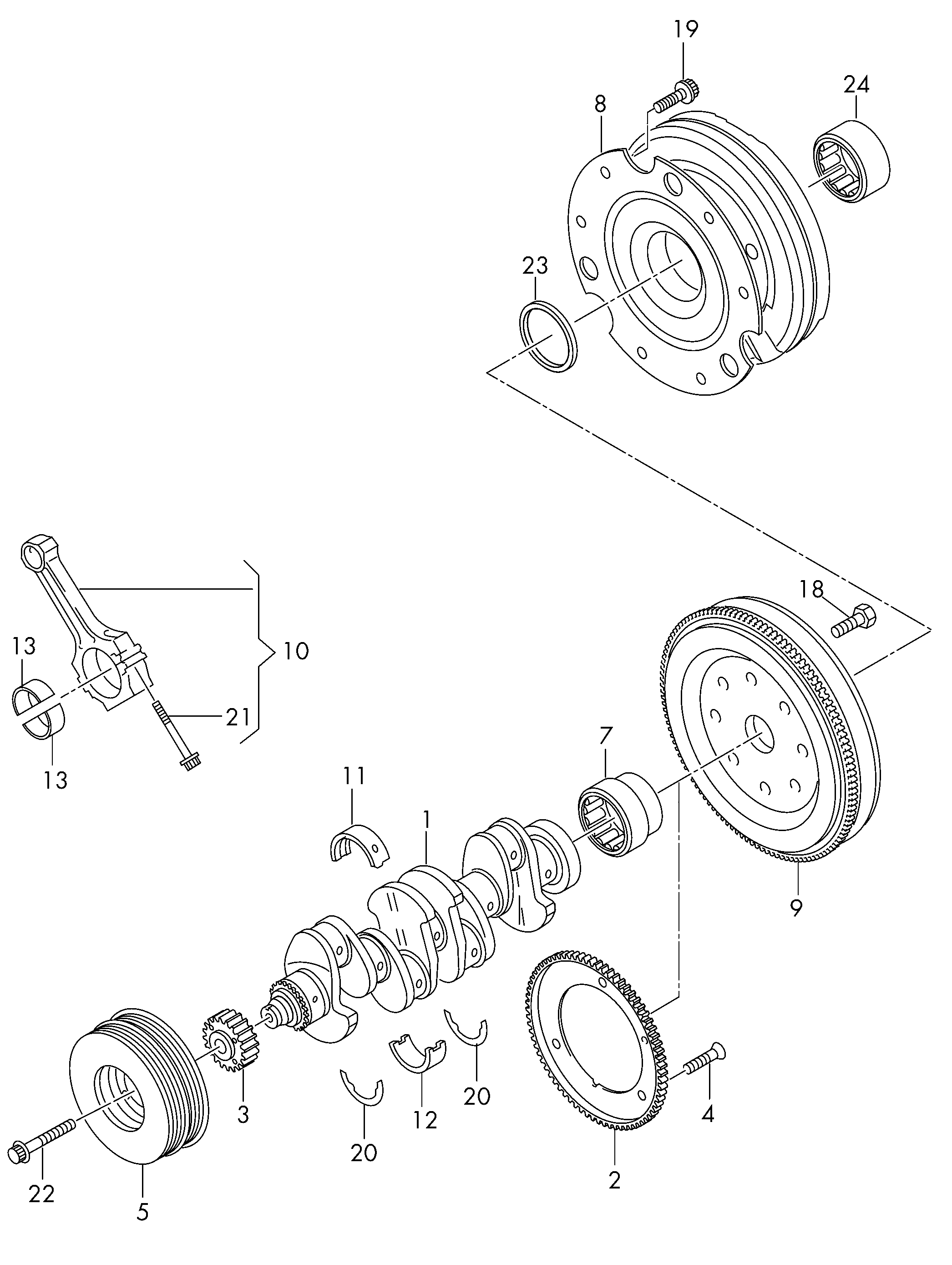 VW 06K 105 591 - Kloķvārpstas gultņu komplekts ps1.lv