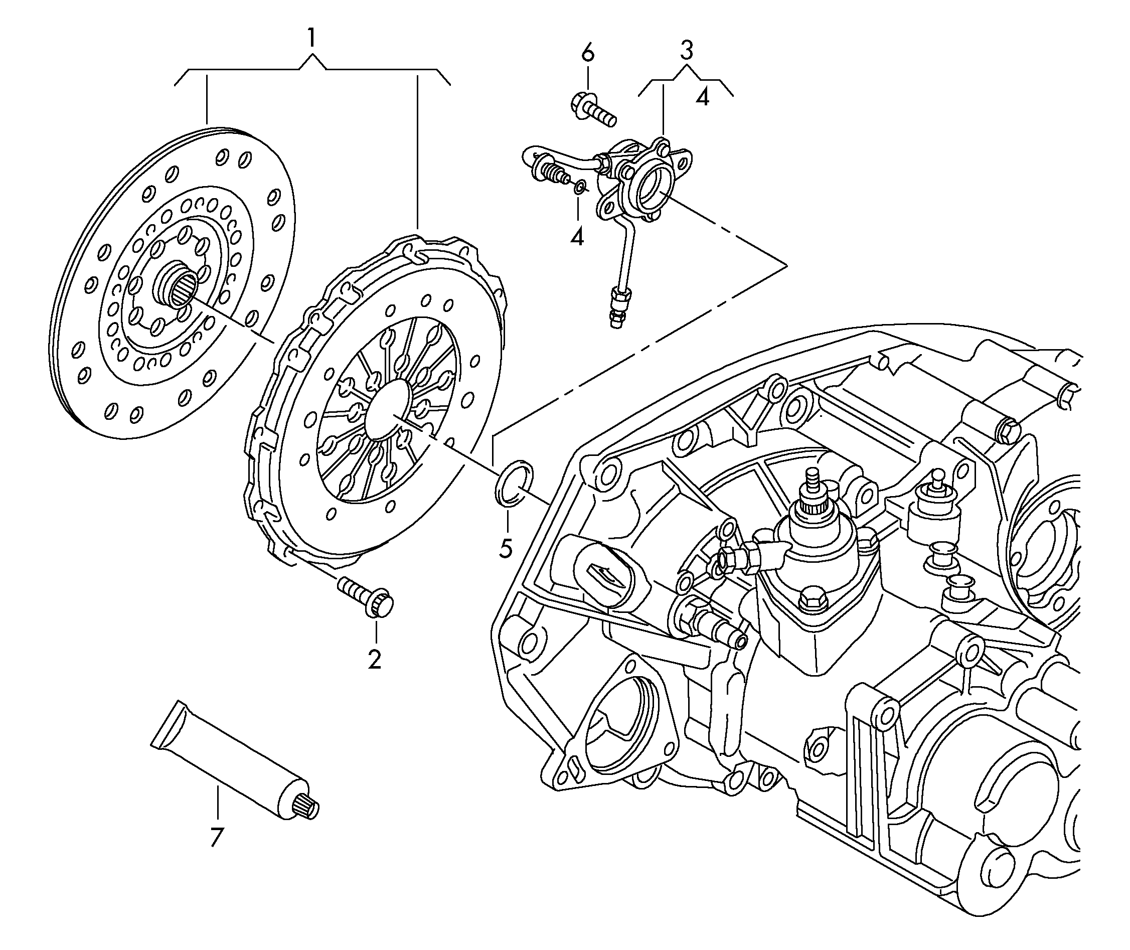 VW 0A5 141 671 - Centrālais izslēdzējmehānisms, Sajūgs ps1.lv