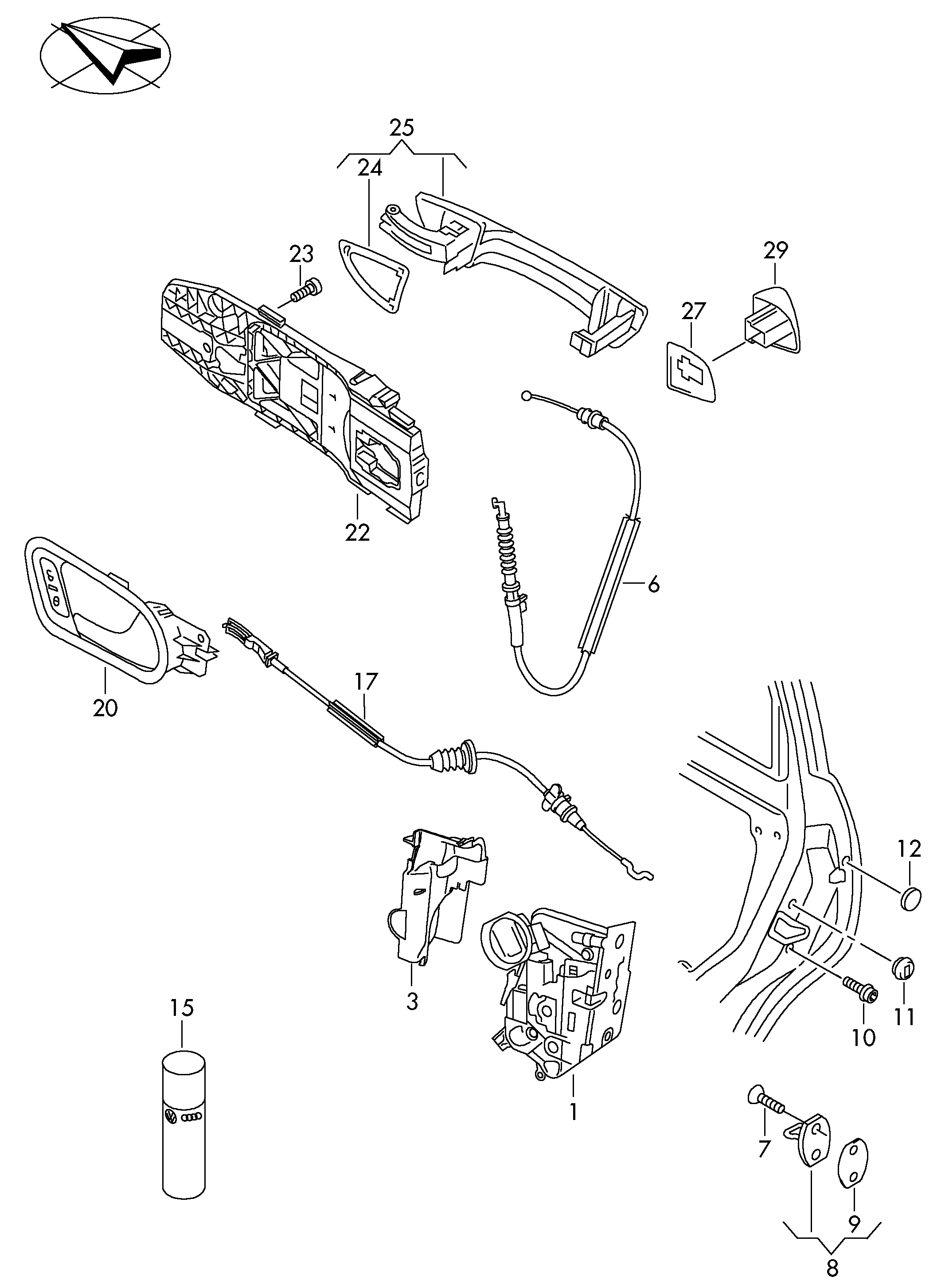 Skoda 5E0839015 - Durvju slēdzene ps1.lv