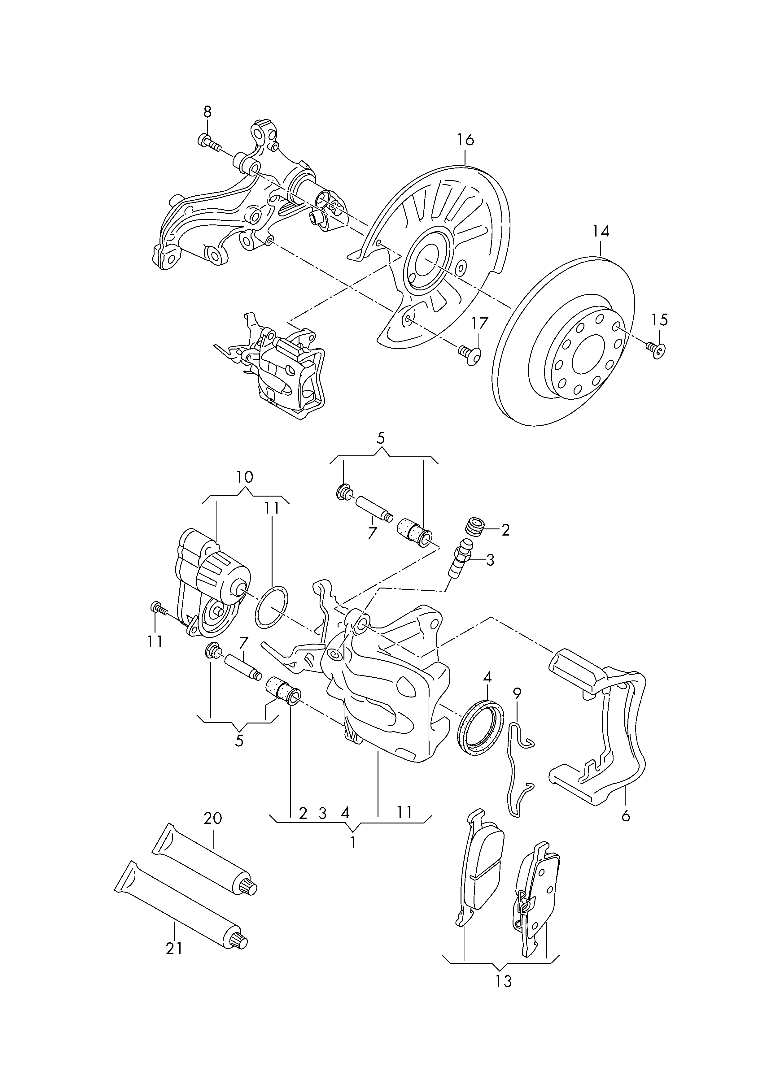 Skoda 5G0615425 - Remkomplekts, Bremžu suports ps1.lv