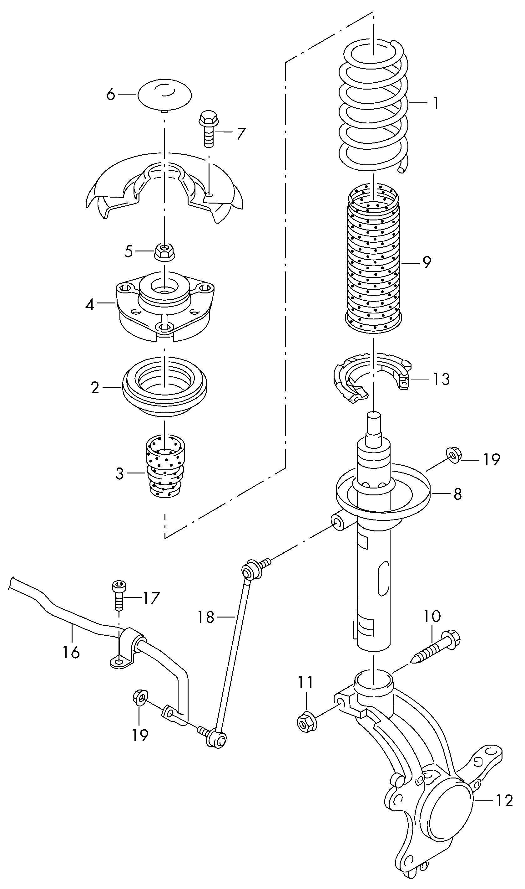 VAG 1K0 412 303 AA - Putekļu aizsargkomplekts, Amortizators ps1.lv