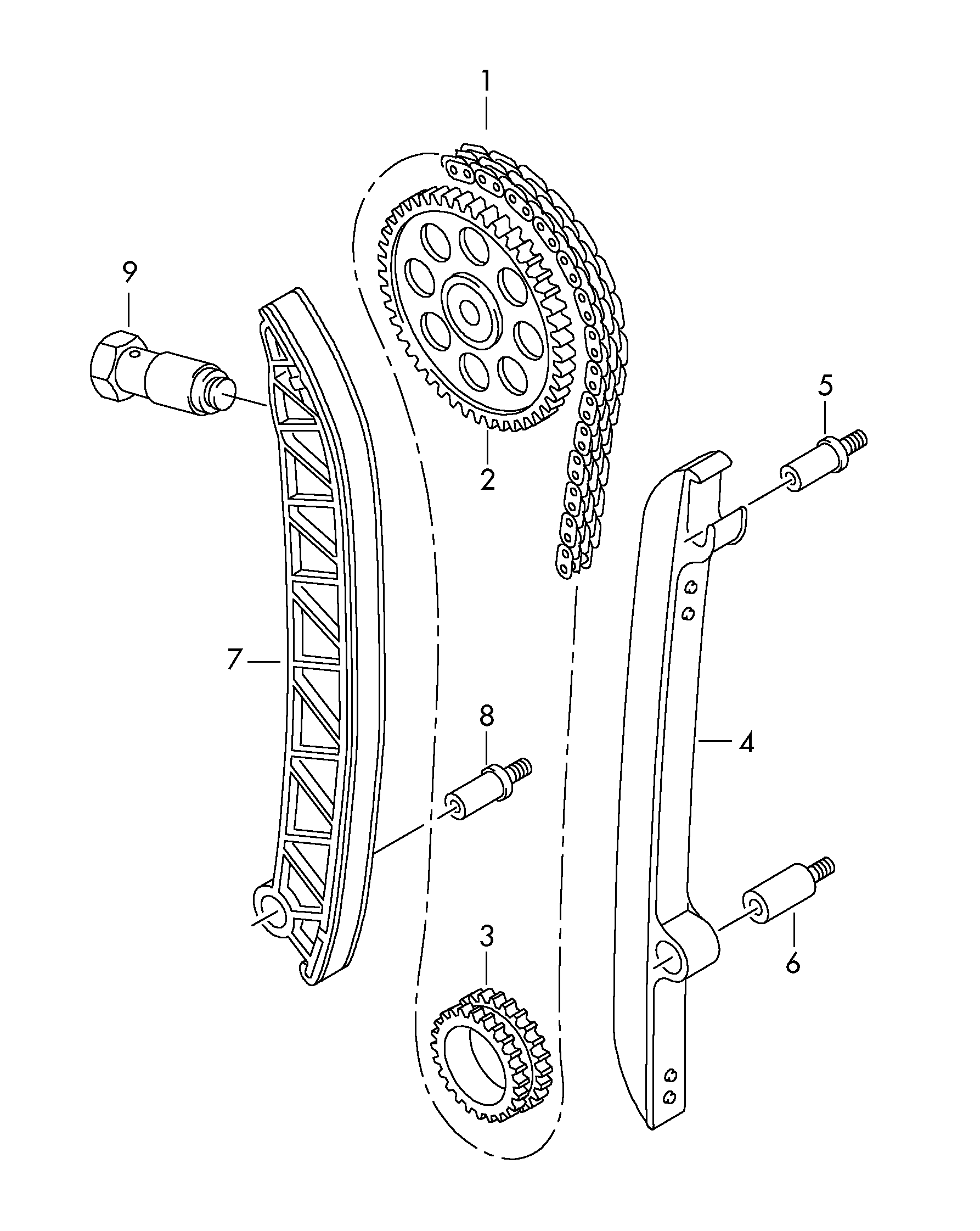 VW 03F 109 509 F - Mierinātājsliede, GSM piedziņas ķēde ps1.lv