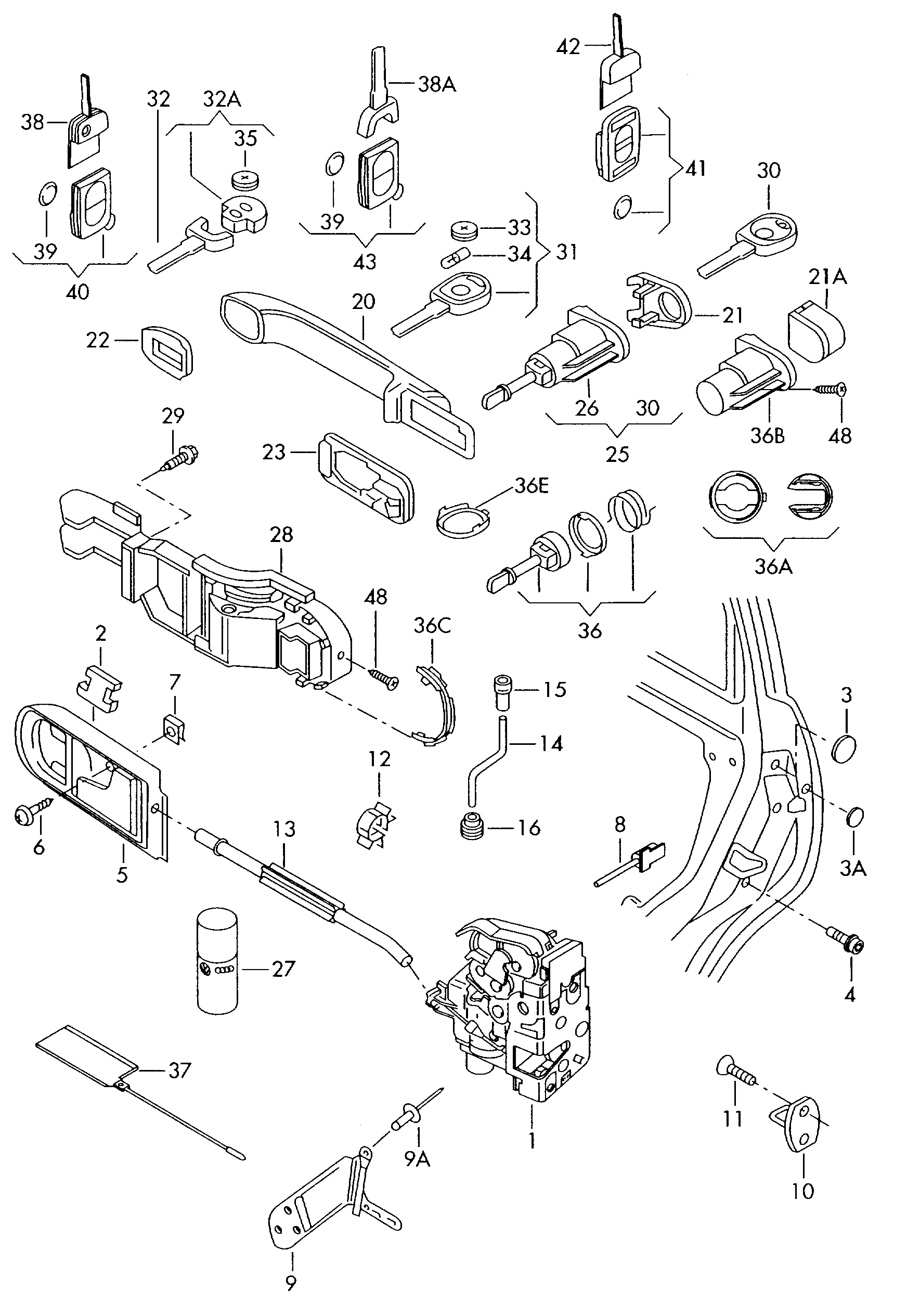 VAG 1J0959753CT - Rokas raidītājs, Signalizācijas sistēma ps1.lv