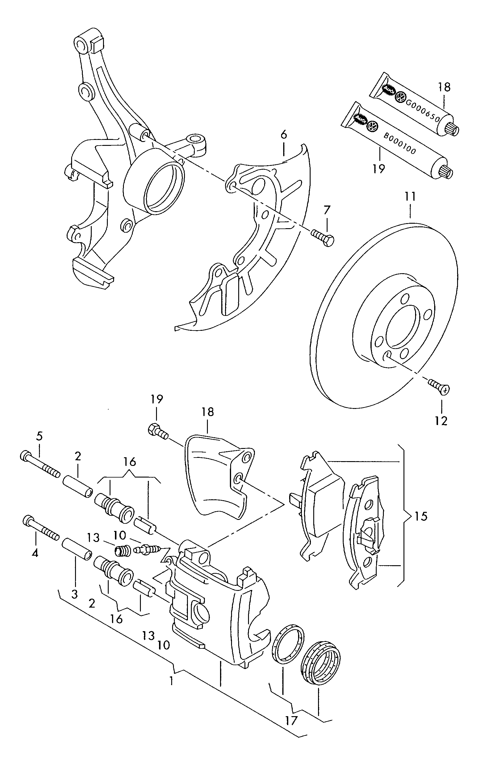 VAG 1J0 698 151 E - Bremžu uzliku kompl., Disku bremzes ps1.lv