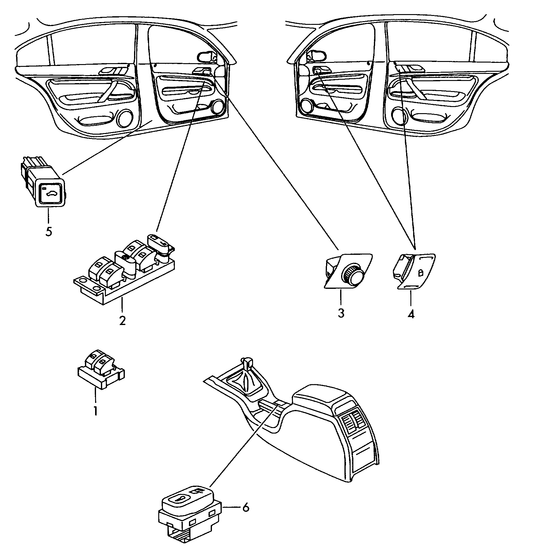 VW 1Z0959858B - Slēdzis, Stikla pacēlājmehānisms ps1.lv