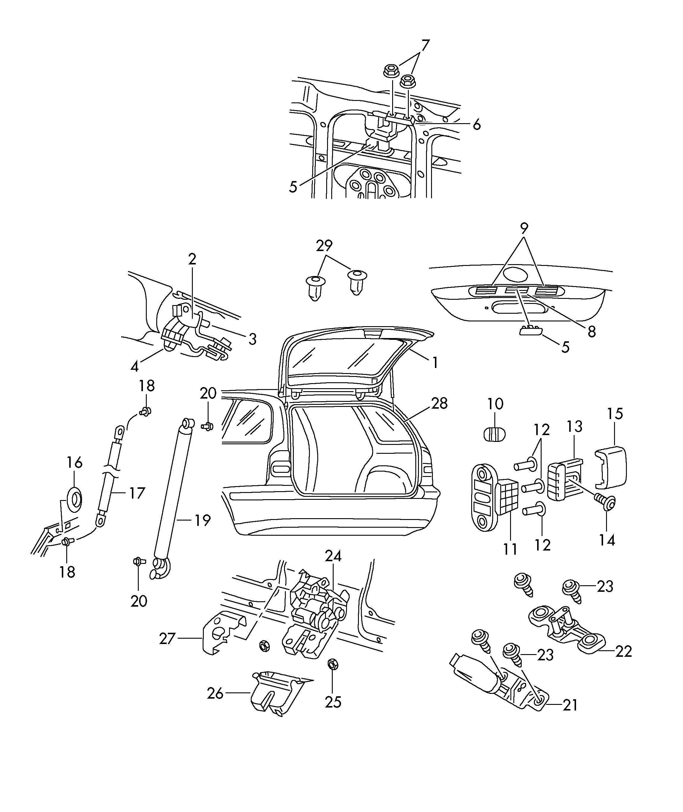 VAG 3T9 827 550 - Gāzes atspere, Bagāžas / Kravas nodalījuma vāks ps1.lv