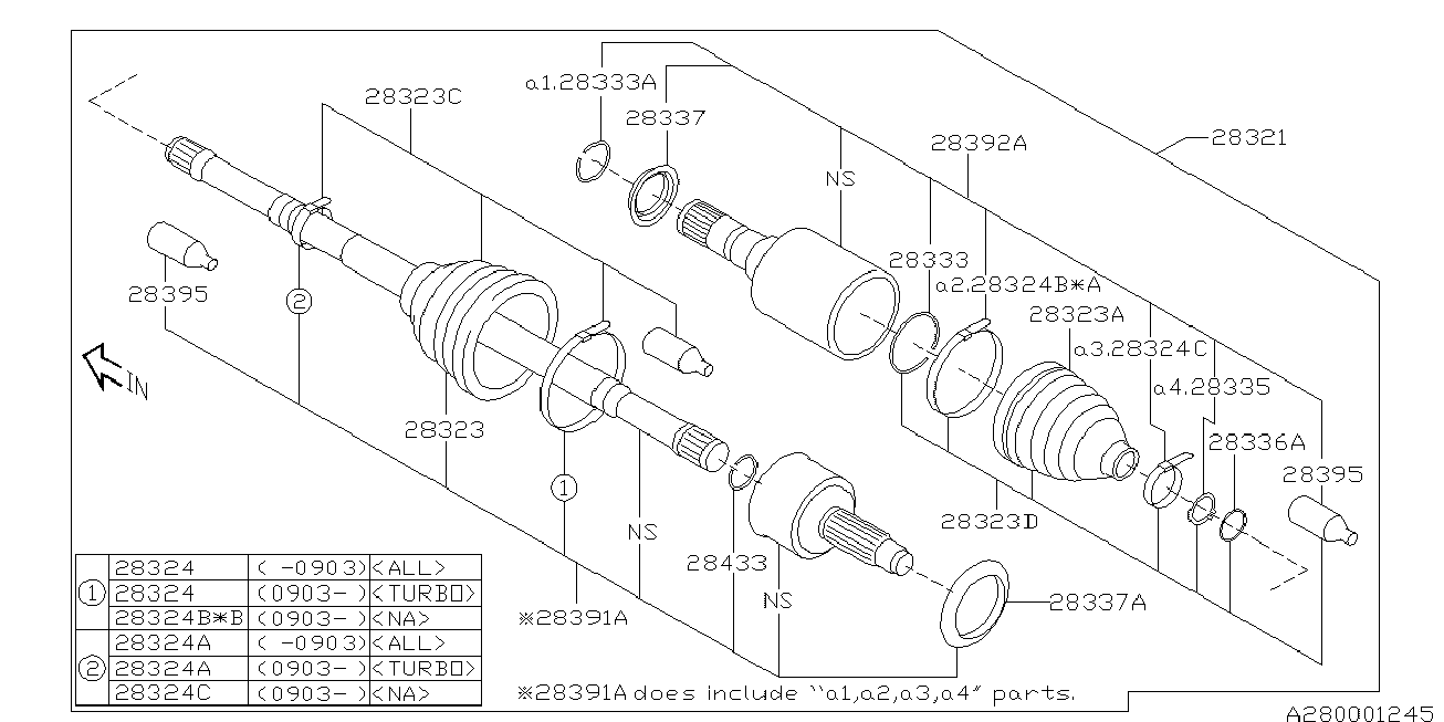 Subaru 28321SC031 - Šarnīru komplekts, Piedziņas vārpsta ps1.lv