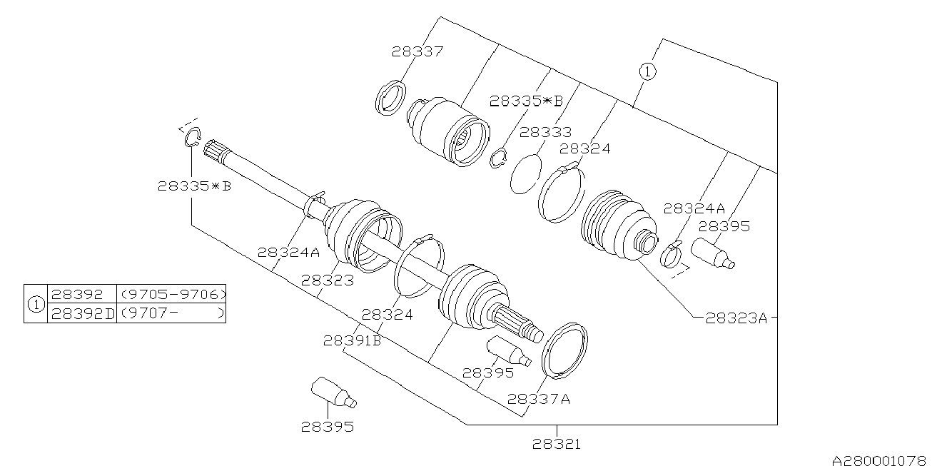 Subaru 28023AC110 - Putekļusargs, Piedziņas vārpsta ps1.lv