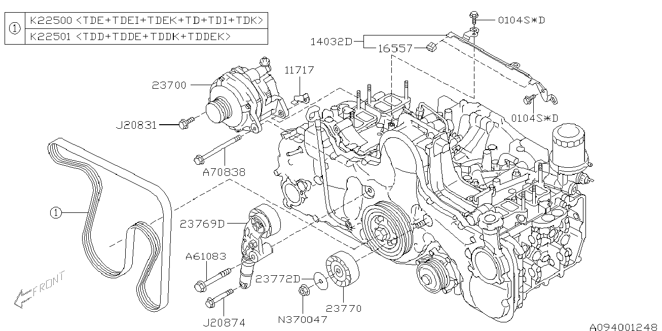 Subaru 23770-AA040 - Parazīt / Vadrullītis, Ķīļrievu siksna ps1.lv