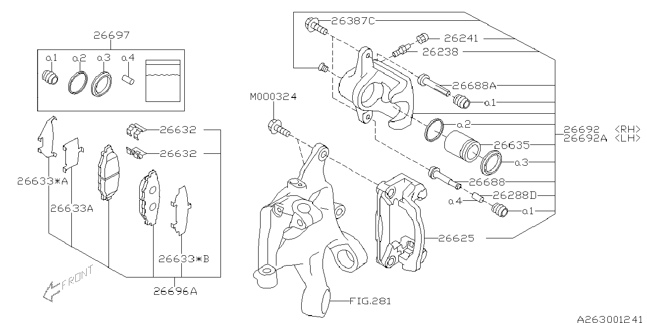 Subaru 26692-AJ000 - Bremžu suports ps1.lv