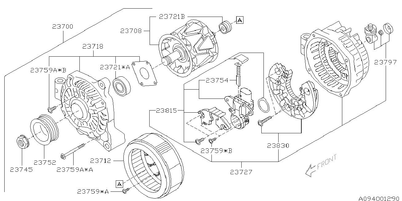 Subaru 23754-AA010 - Ogļu sukas, Ģenerators ps1.lv