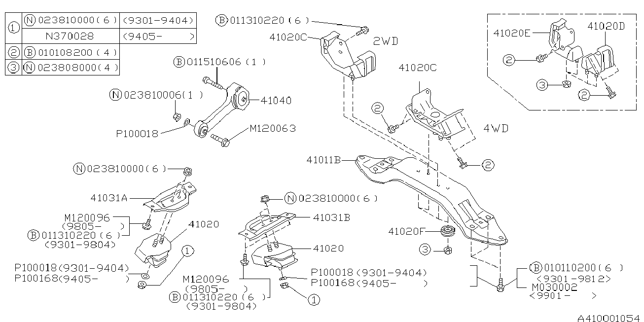 Subaru 41022AA310 - Piekare, Dzinējs ps1.lv