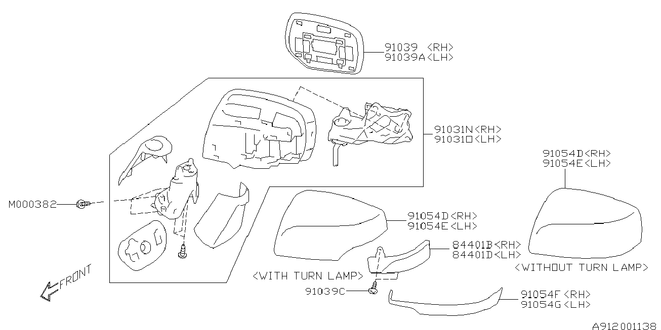 Subaru 91059AJ210 - Korpuss, Ārējais atpakaļskata spogulis ps1.lv