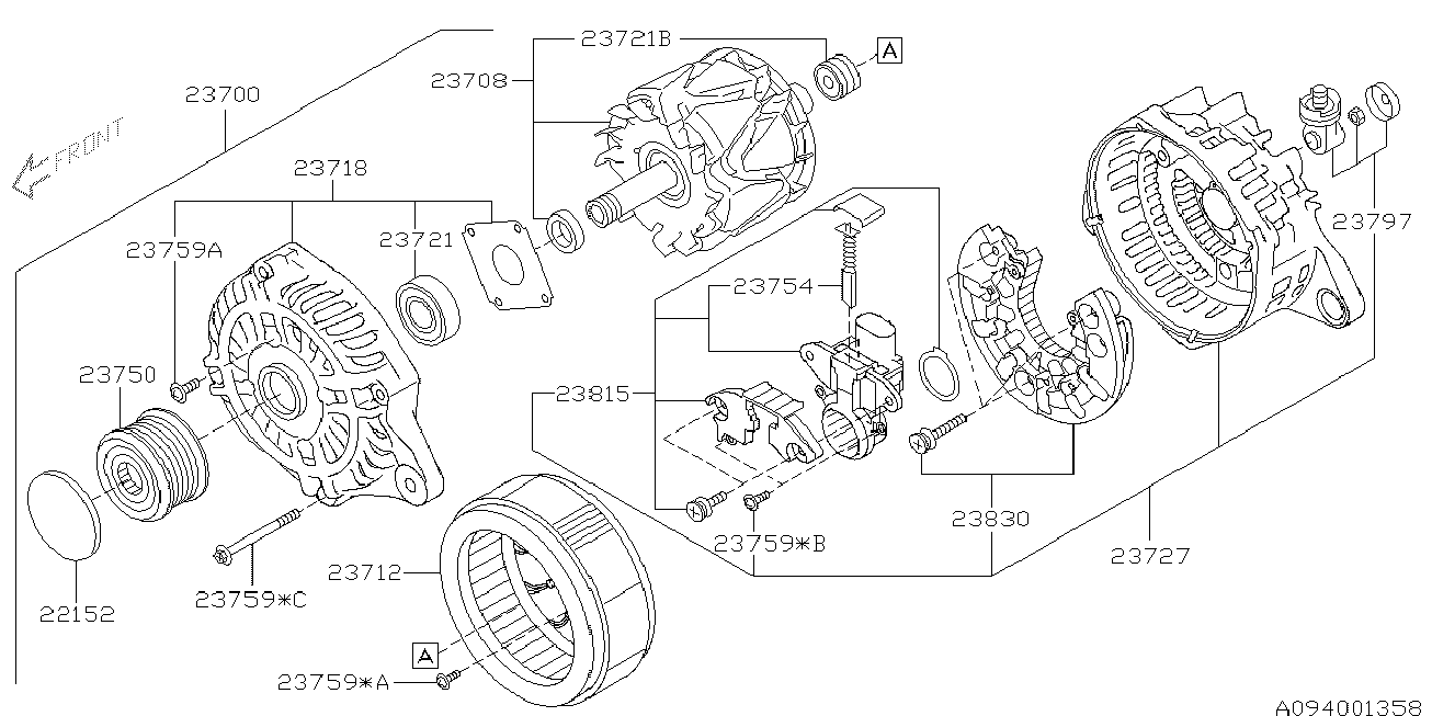 Subaru 23750AA090 - Piedziņas skriemelis, Ģenerators ps1.lv