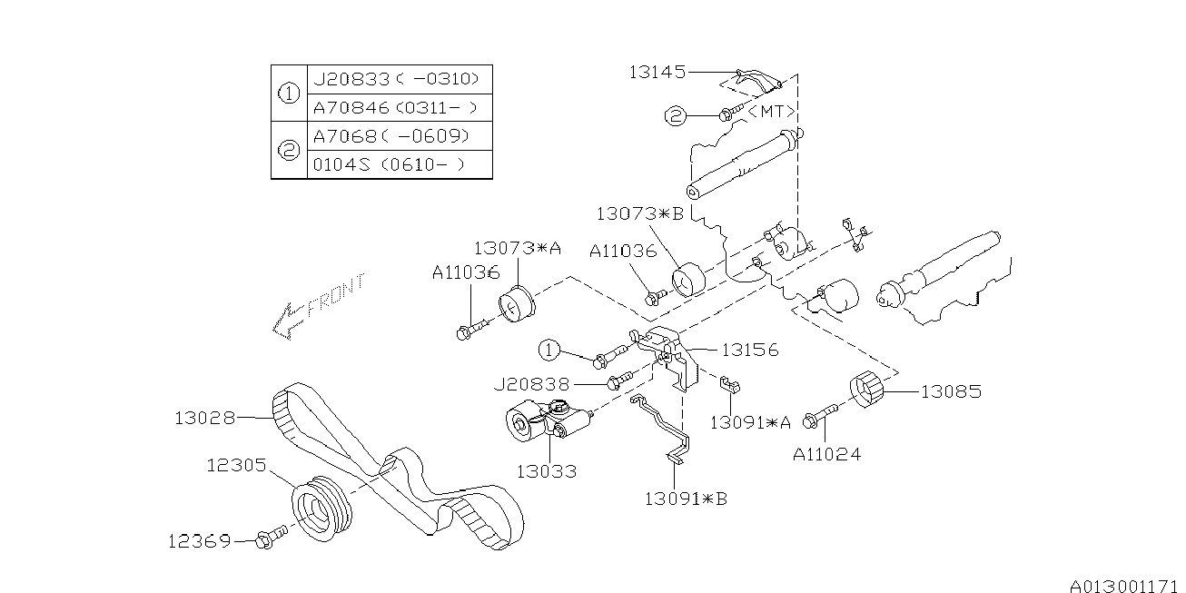 Subaru 13033-AA040 - Spriegotājrullītis, Gāzu sadales mehānisma piedziņas siksna ps1.lv