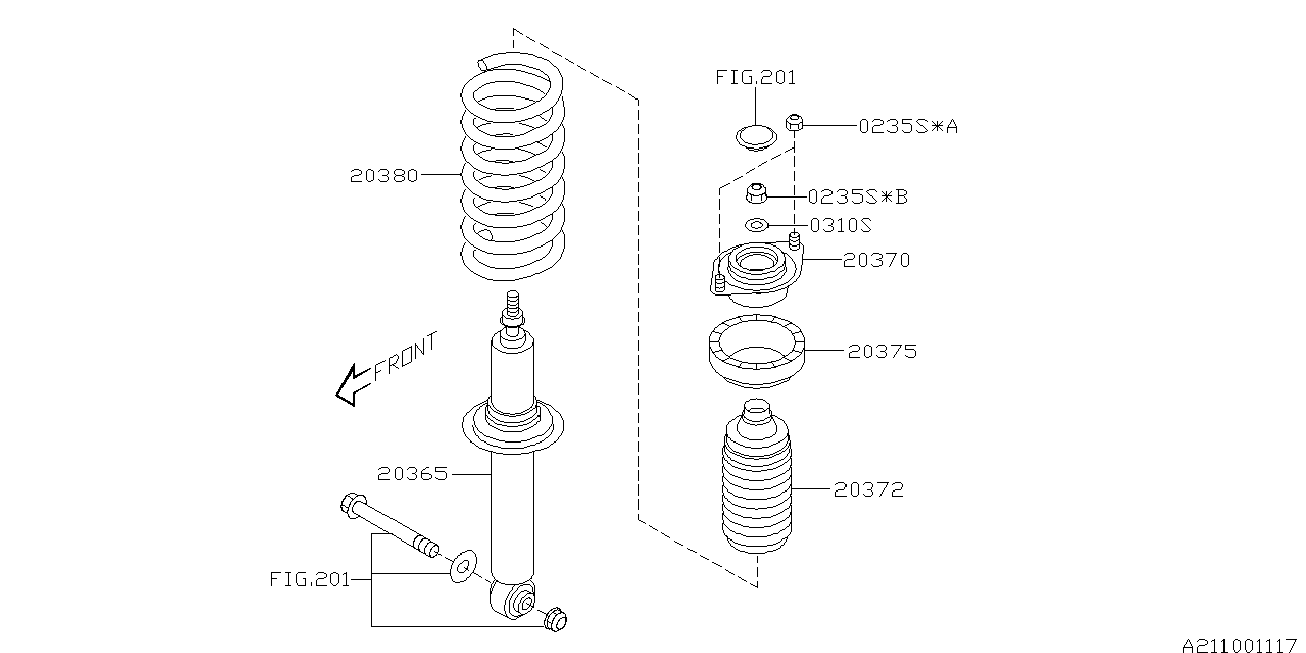 Subaru 20372AE000 - Aizsargvāciņš / Putekļusargs, Amortizators ps1.lv