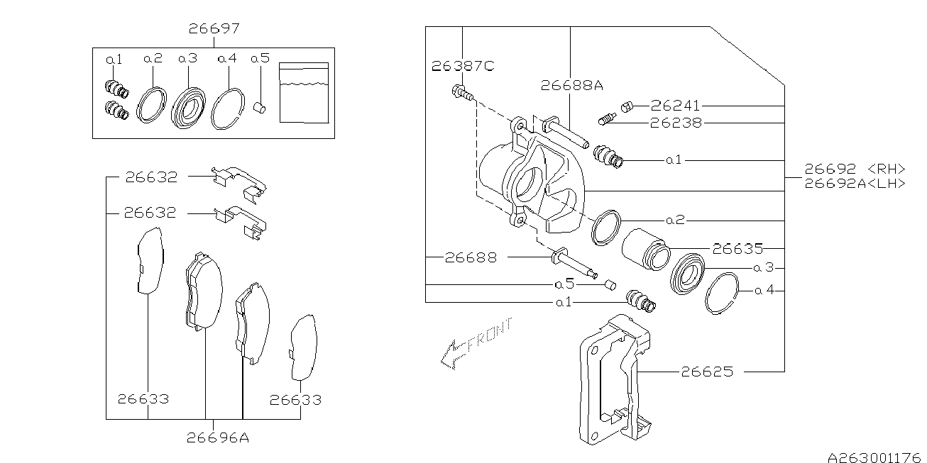 Subaru 26696AG020 - Bremžu uzliku kompl., Disku bremzes ps1.lv