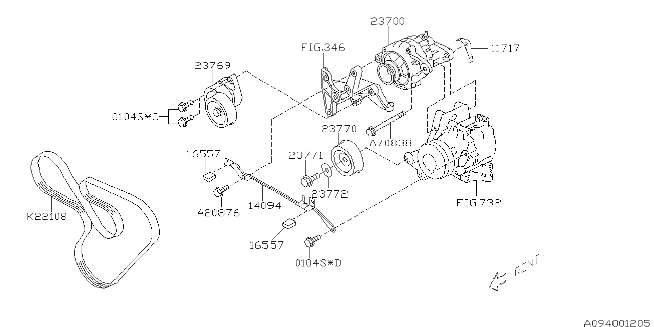 Subaru 23770-AA020 - Parazīt / Vadrullītis, Ķīļrievu siksna ps1.lv