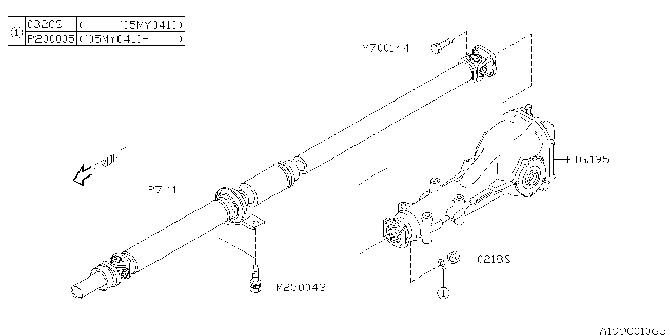 Subaru 27111AG060 - Piekare, Kardānvārpsta ps1.lv