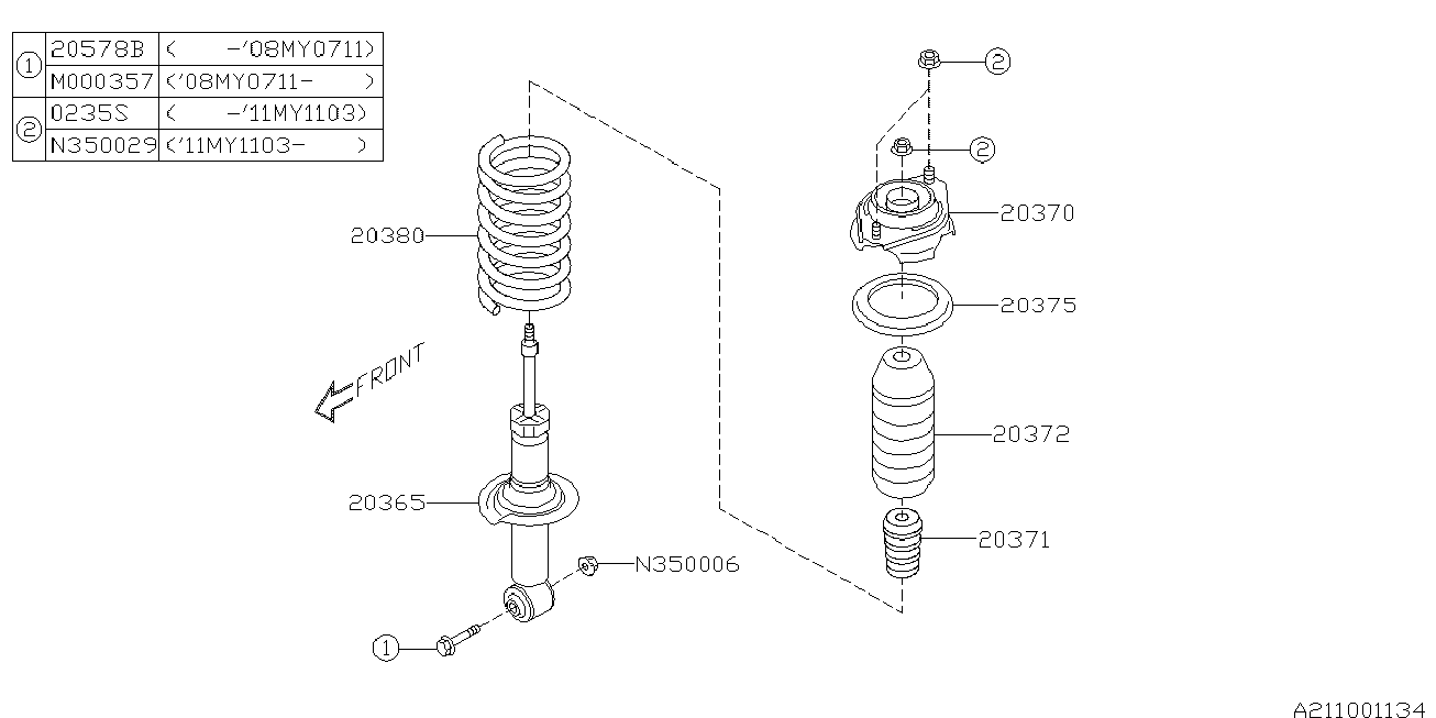 Subaru 20370FG000 - Amortizatora statnes balsts ps1.lv