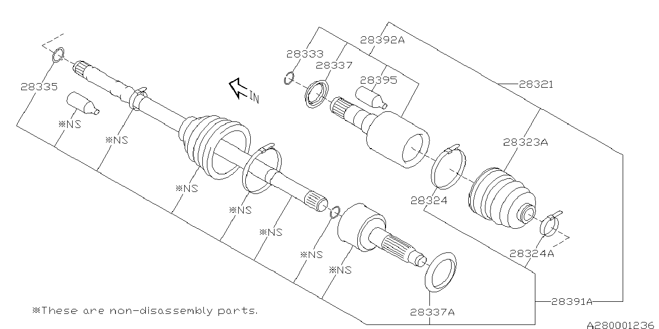 Subaru 28392FG000 - Šarnīru komplekts, Piedziņas vārpsta ps1.lv