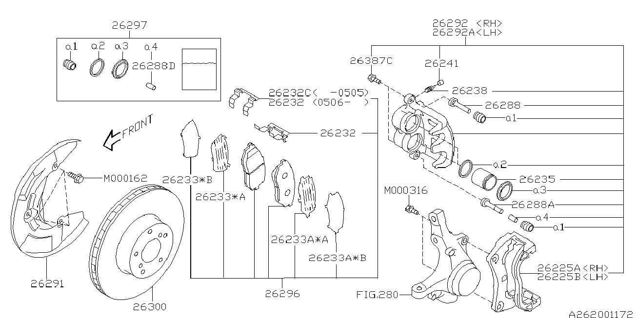 Subaru 26296-XA000 - Bremžu uzliku kompl., Disku bremzes ps1.lv