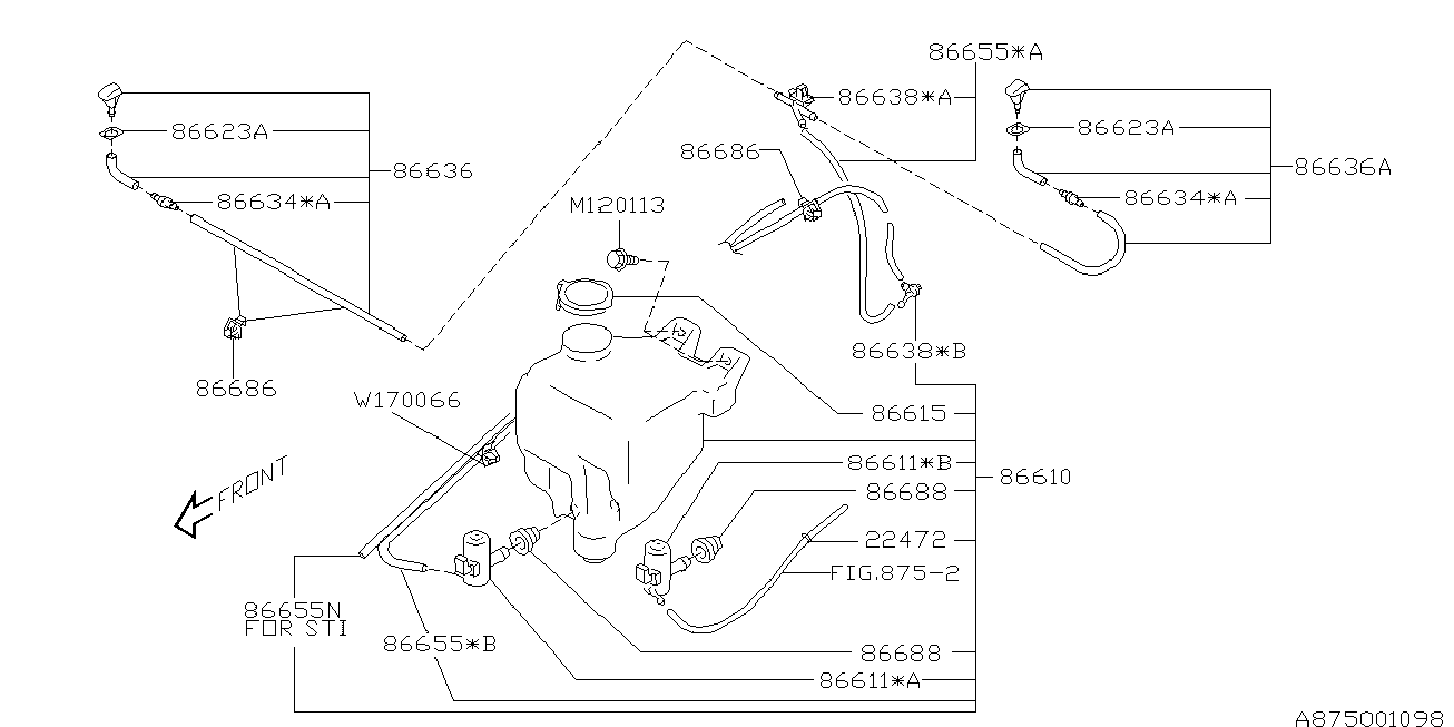 Subaru 86611AA010 - Ūdenssūknis, Stiklu tīrīšanas sistēma ps1.lv