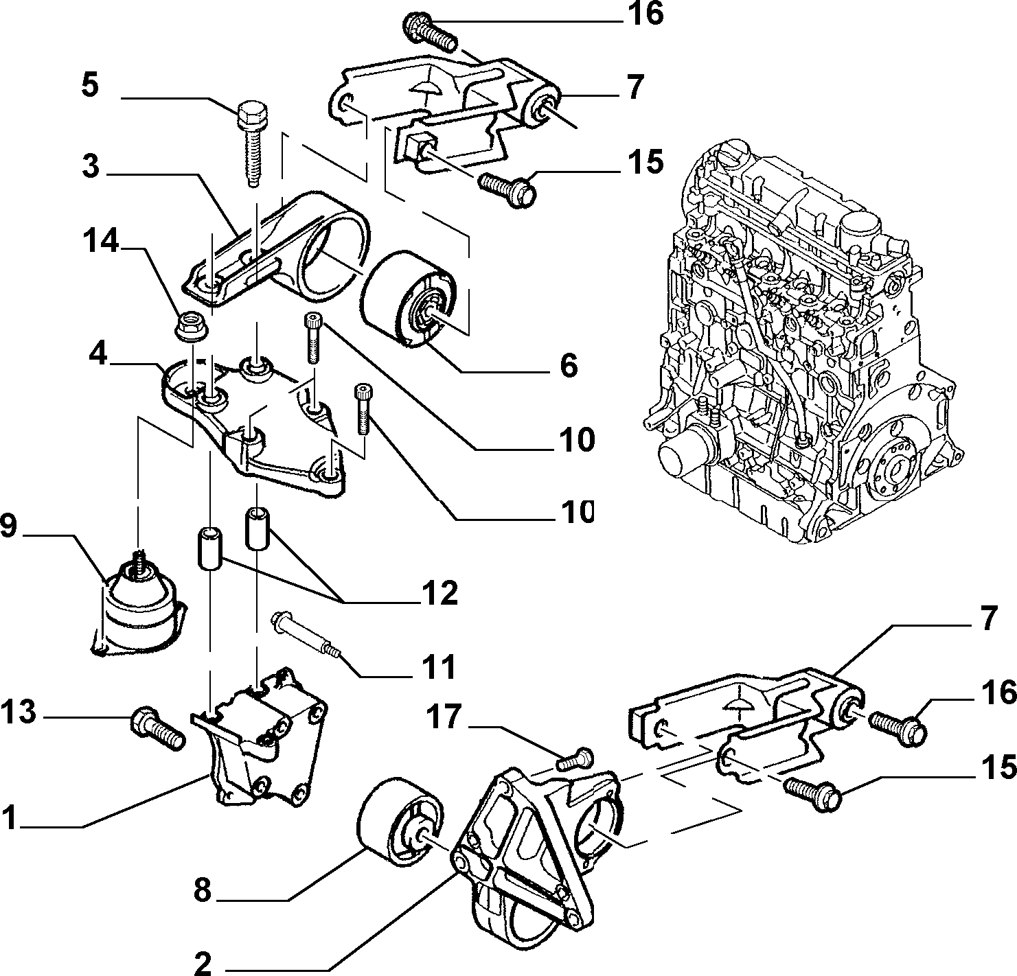 Alfarome/Fiat/Lanci 9631575180 - Piekare, Dzinējs ps1.lv