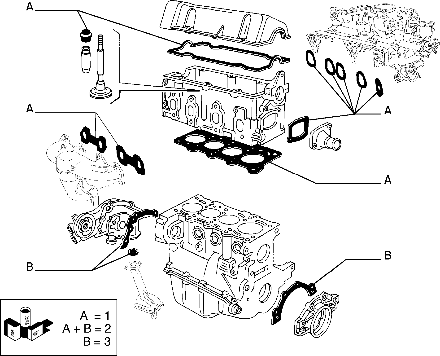 Lancia 71728880 - Blīvju komplekts, Motora bloks ps1.lv