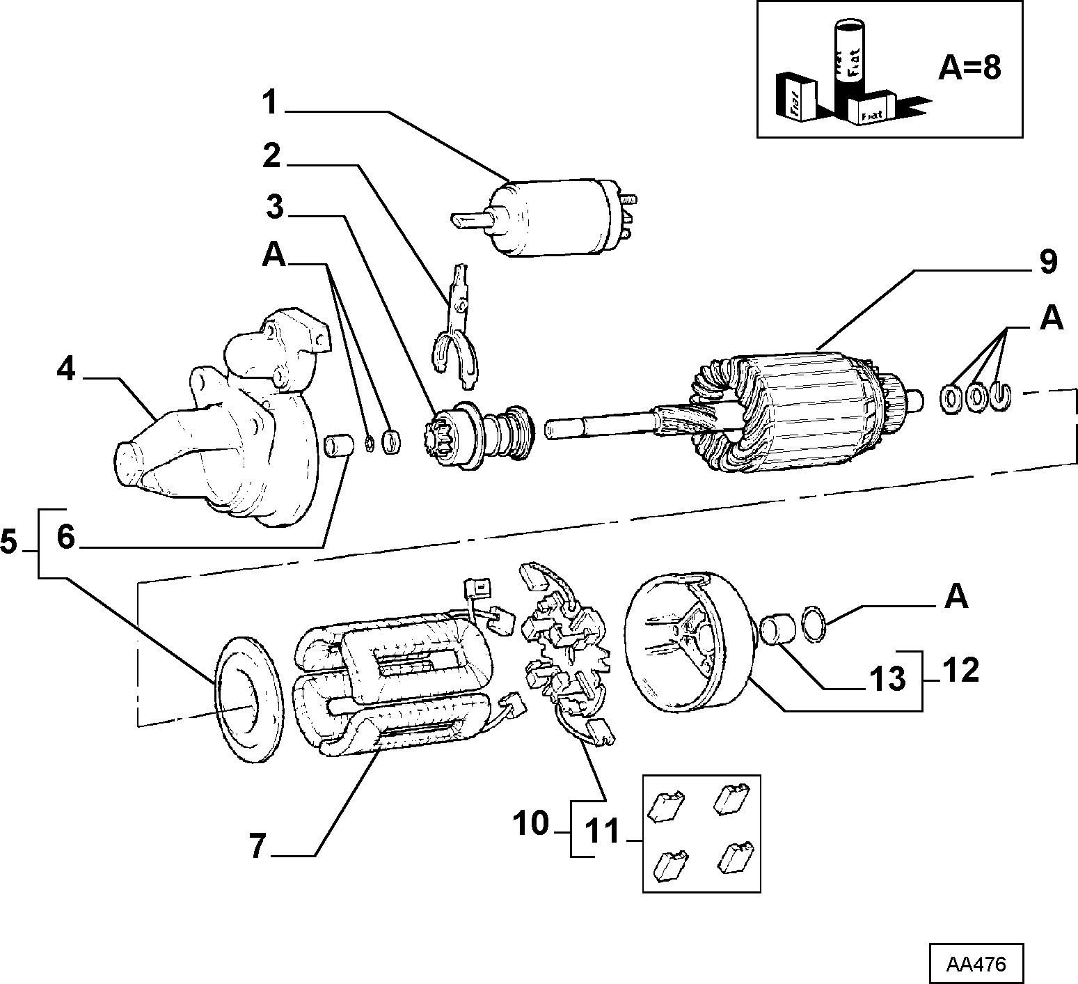 FIAT 8190144 - Ieslēgšanas svira, Starteris ps1.lv