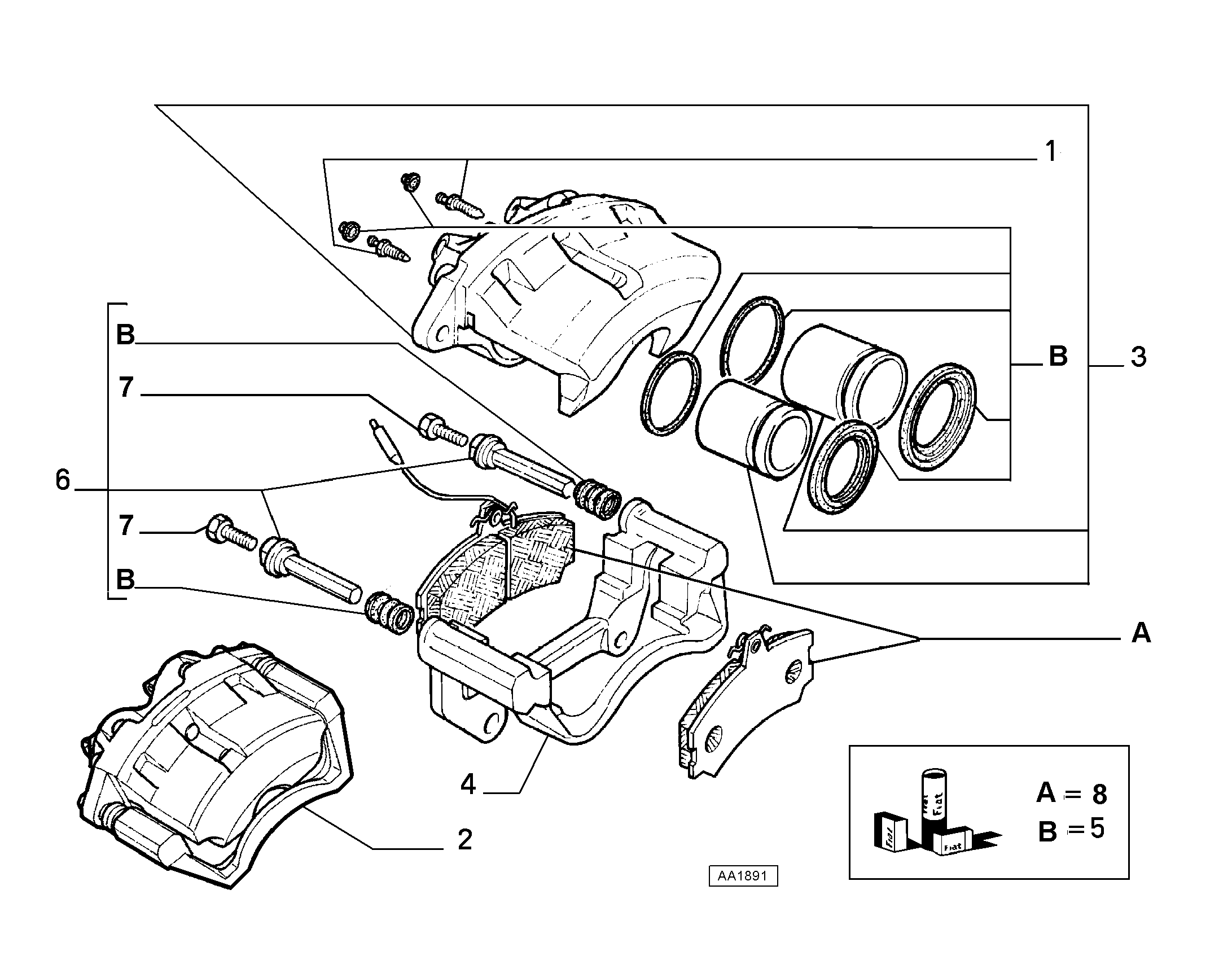 FIAT / LANCIA 9945785 - Virzītājčaulu komplekts, Bremžu suports ps1.lv