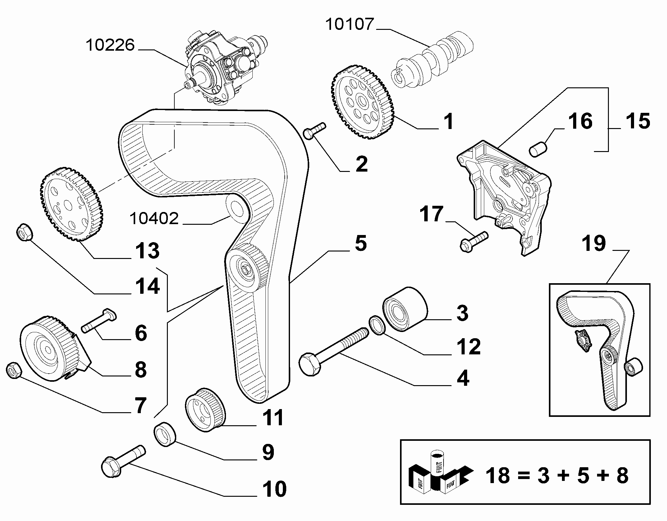 Jeep 71754562 - Ūdenssūknis + Zobsiksnas komplekts ps1.lv